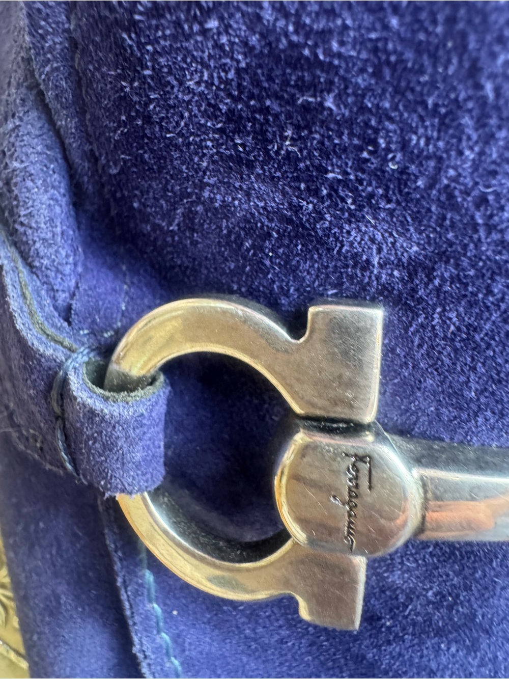 Salvatore Ferragamo Navy Suede Gancini Bit Loafers 12 2E - Picture 15 of 15